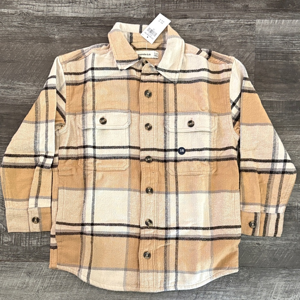 abercrombie kids Beige & Cream Plaid Button-Down Shirt